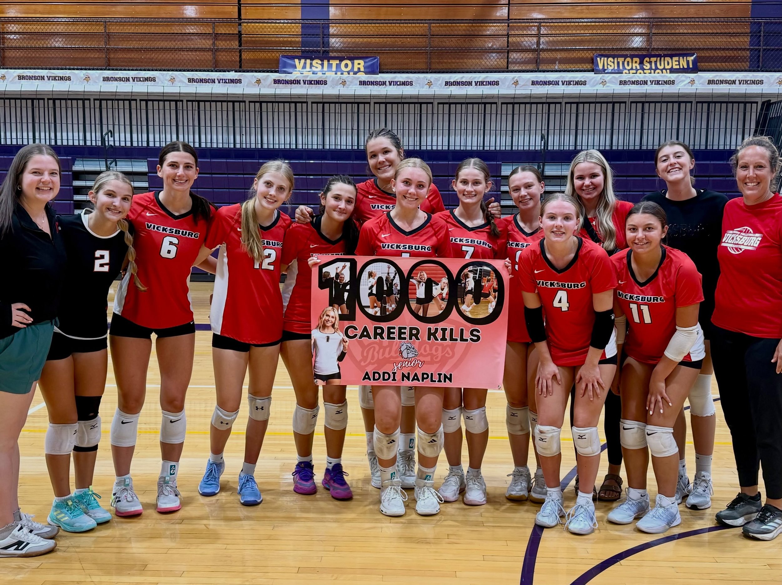 Congratulations to Vicksburg&rsquo;s Addi Naplin on reaching her 1,000 kill today at the Bronson quad! To make the the day even better, they went 3-0 in competition. 

Congratulations on this milestone, Addi!