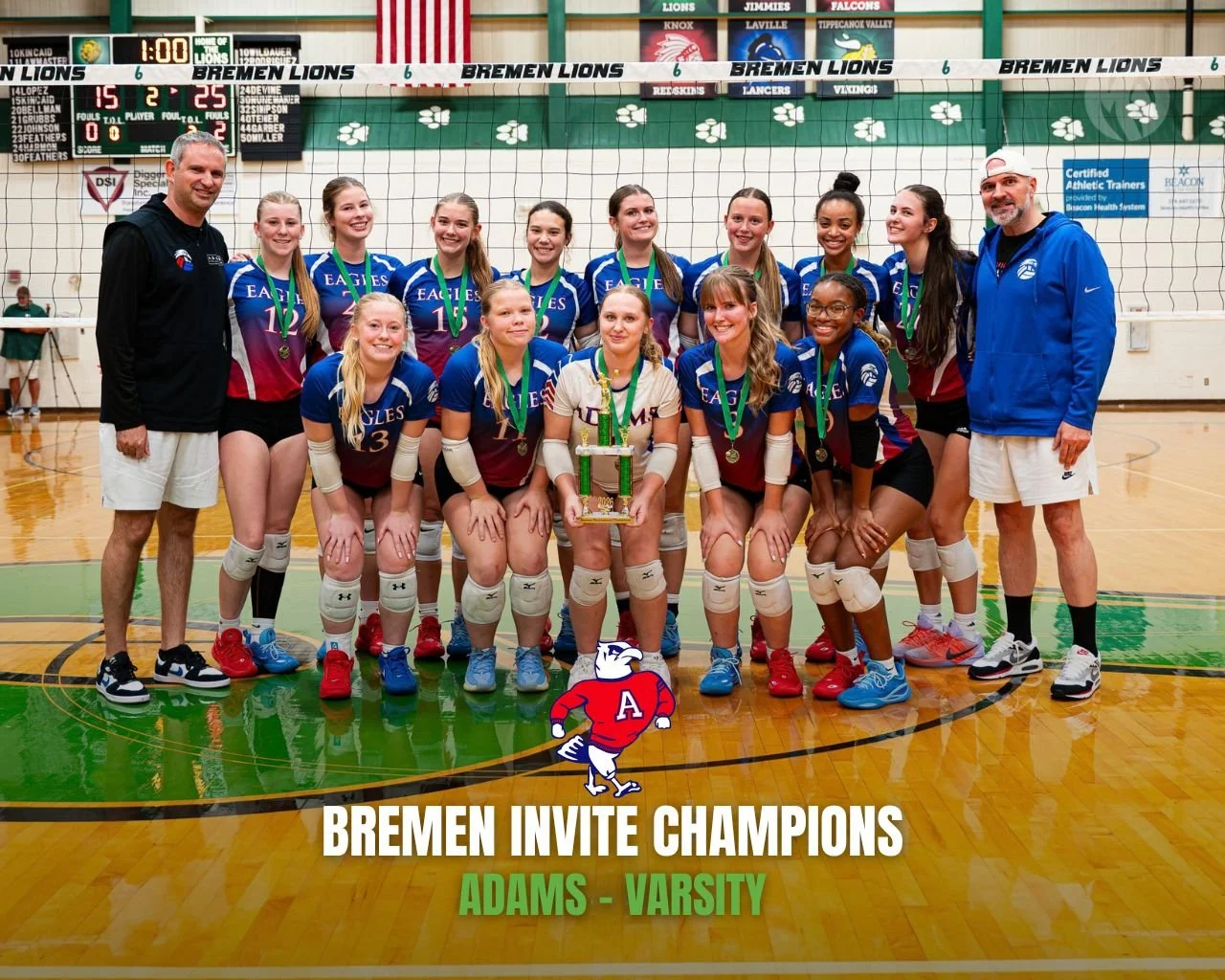 Congratulations to South Bend Adams on a program sweep Saturday, with the freshman, JV and varsity teams all winning their respective tournaments! 🏆🏆🏆

🏆 Freshman &mdash; Central Noble Tournament Champions with wins over Bishop Luers, Fremont and
