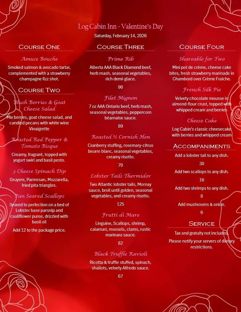 Valentines Day 4 Course Menu