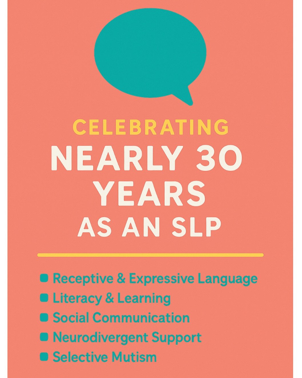 🌟 Happy Speech-Language Pathologist Day! 🌟

I&rsquo;ve been a speech-language pathologist for nearly 30 years&mdash;and what a journey it&rsquo;s been! From early intervention to adolescence, every child, every family, and every breakthrough has sh