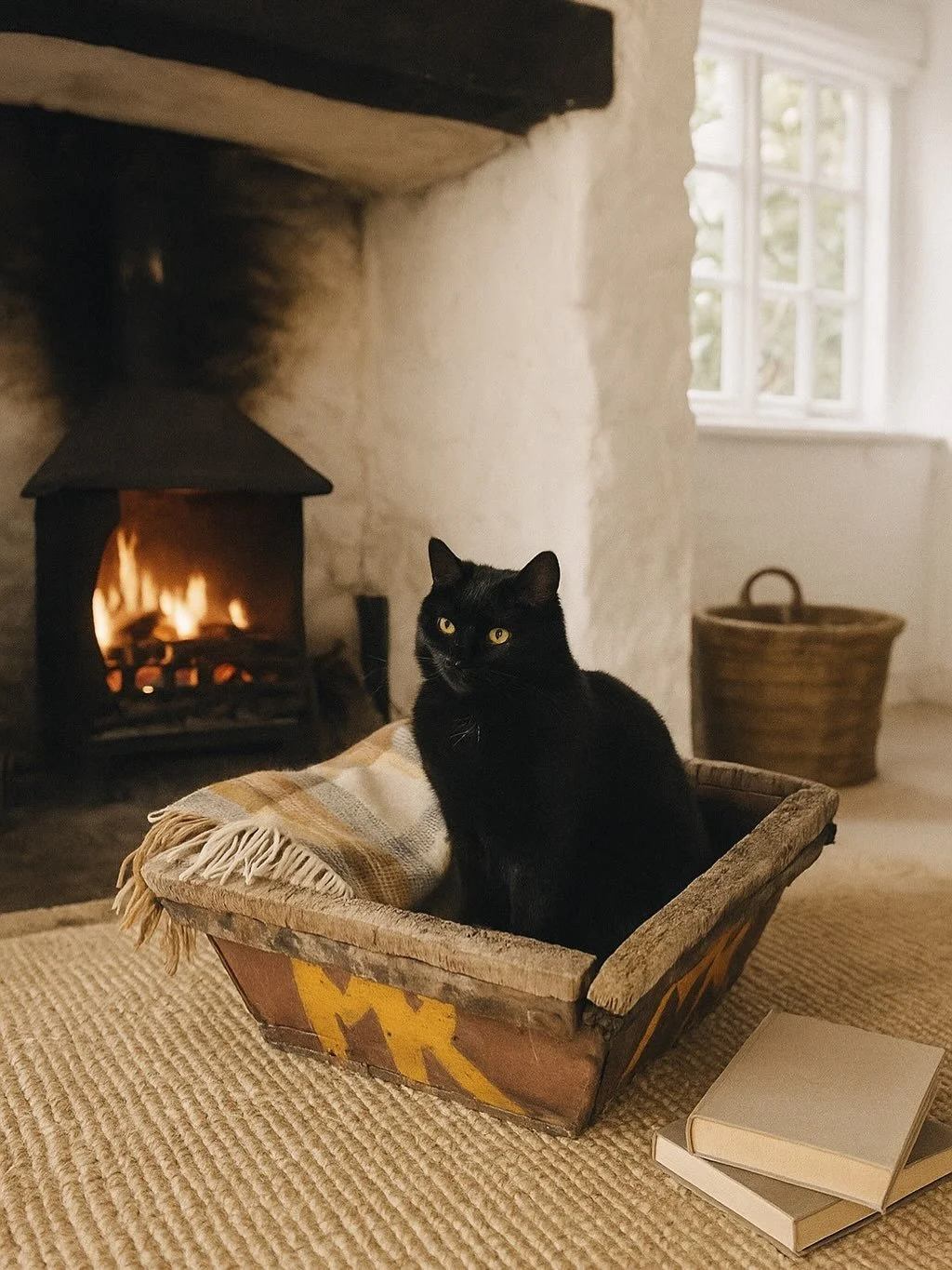 Country charm&mdash; and very much cat-approved!

These vintage Portuguese fishing baskets were once woven for life by the sea, strong and beautiful in their simplicity. Today, they bring that same honest craftsmanship into every room of the home.

T