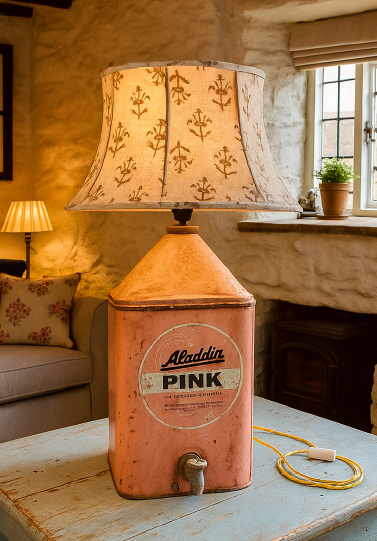 Vintage Steel Lamp Base in Powder Pink
