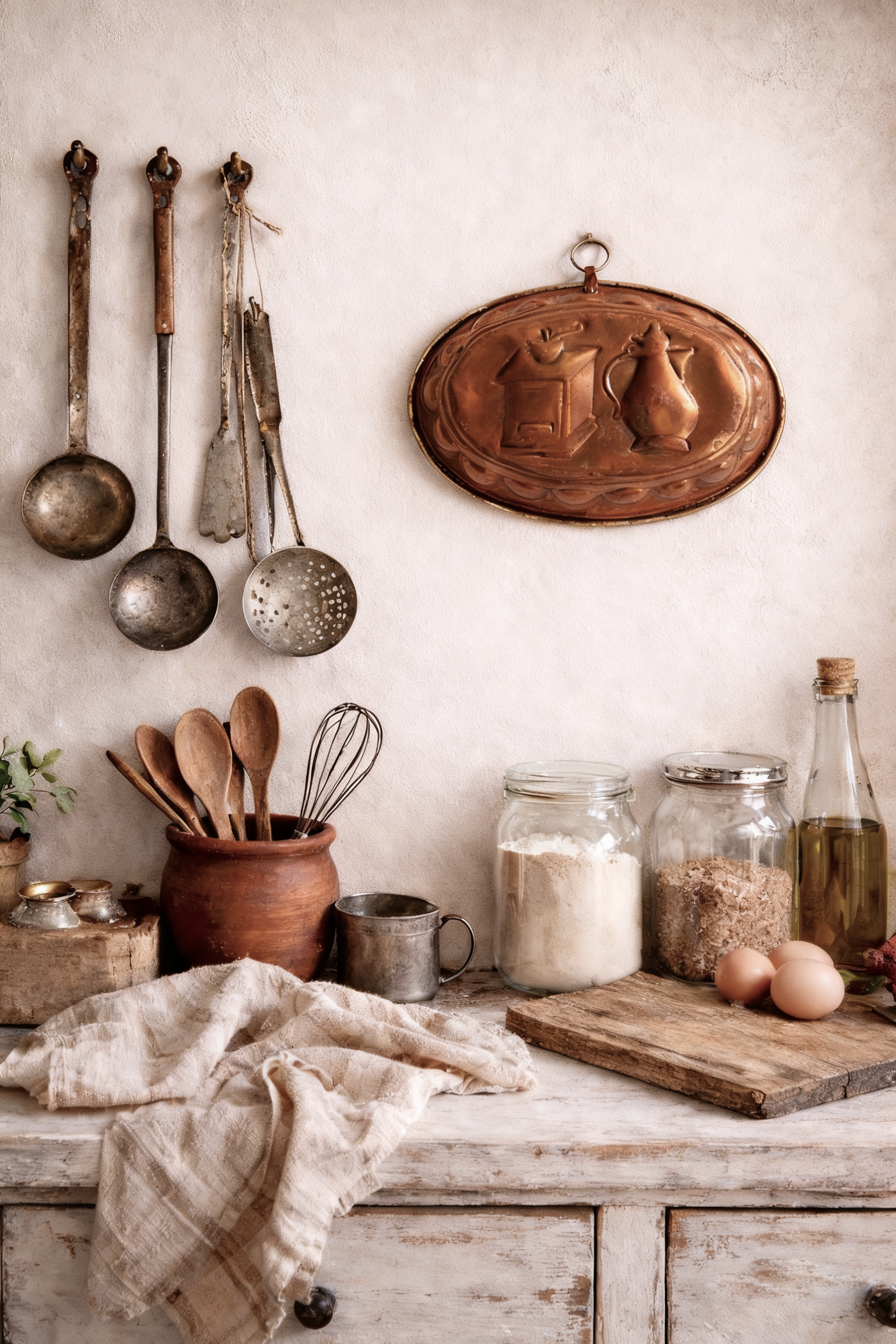Antique French Copper Coffee-Themed Mould