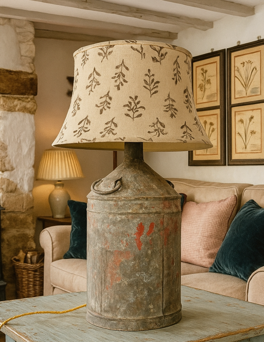 Vintage Galvanised Steel Lamp Base