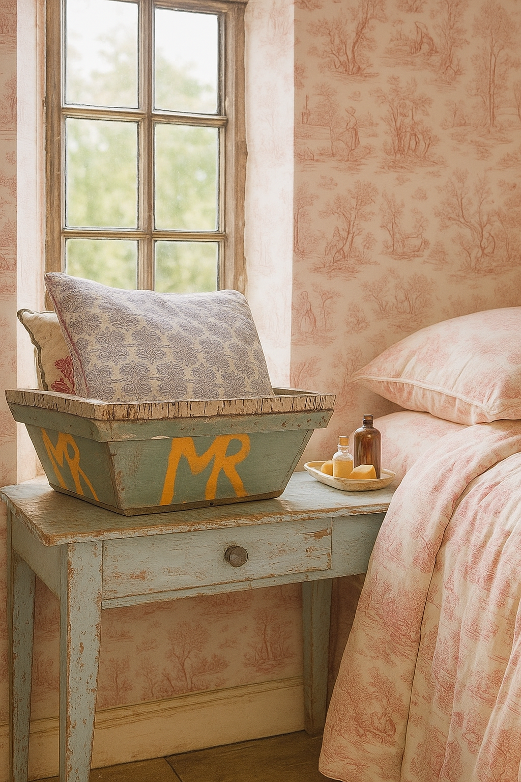 Vintage Portuguese Fishing Basket With Cork Detail