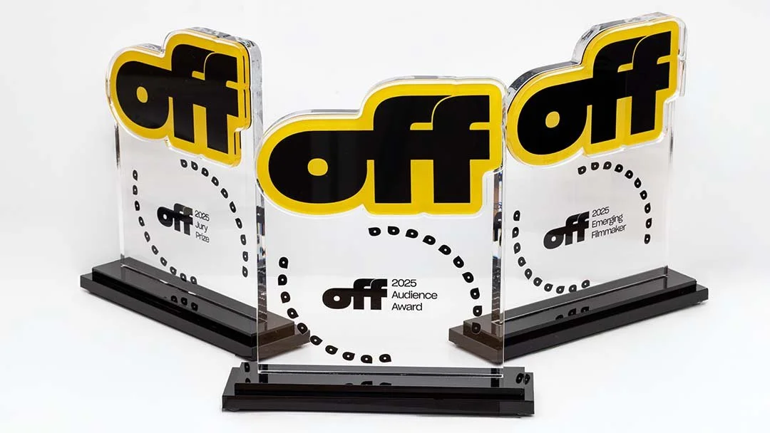 Three OFF trophy awards for Jury Prize, Emerging Filmmaker, and Audience Award categories