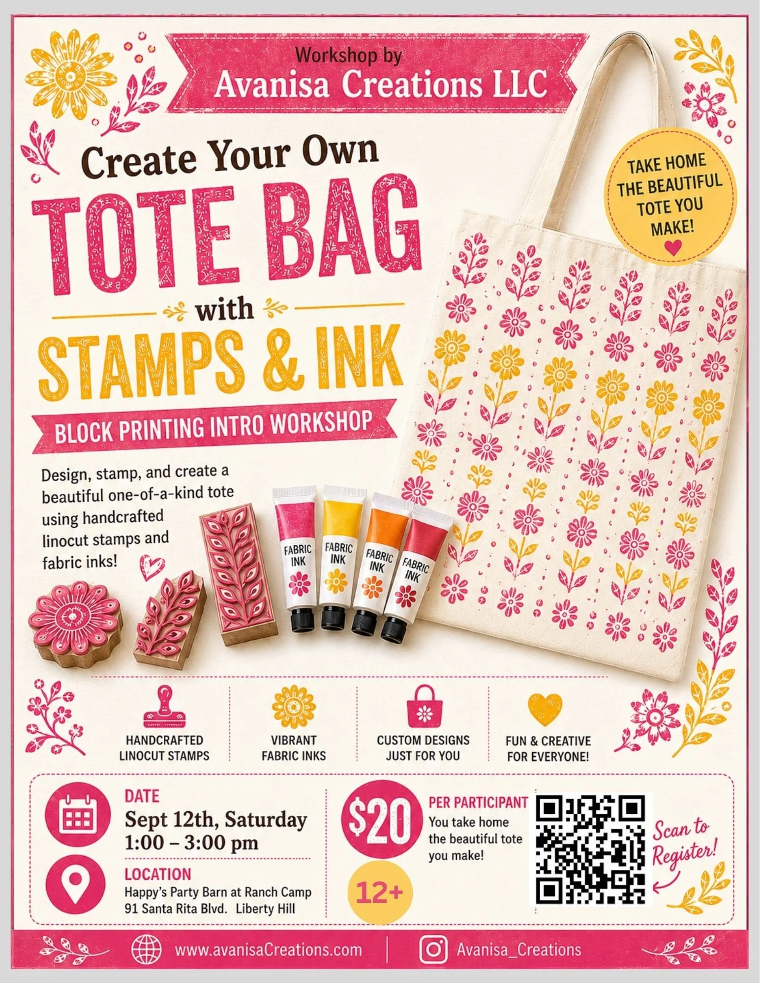 Block Printing Tote Workshop