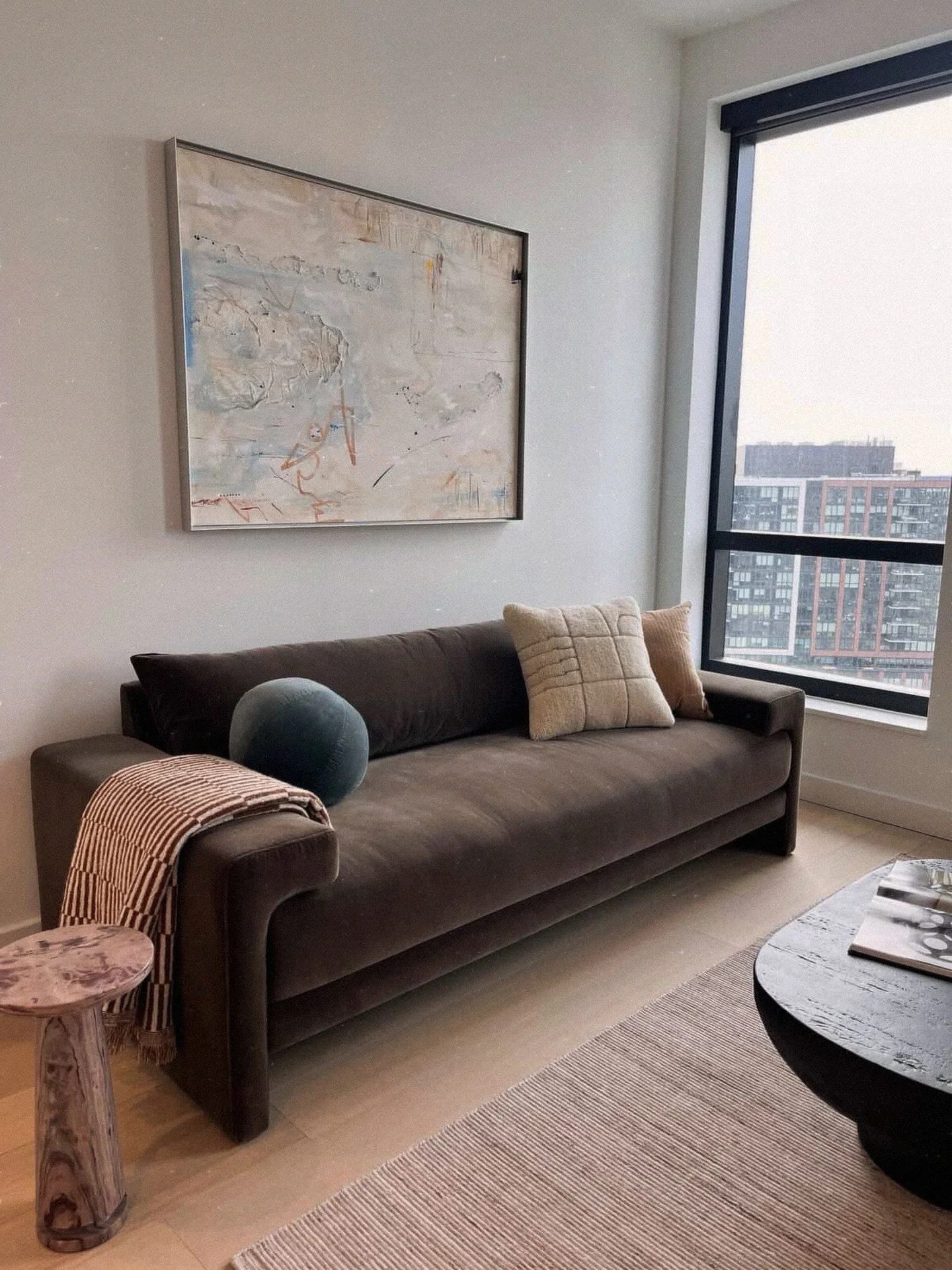 KM piece featured in staging apt in Brooklyn 🤗