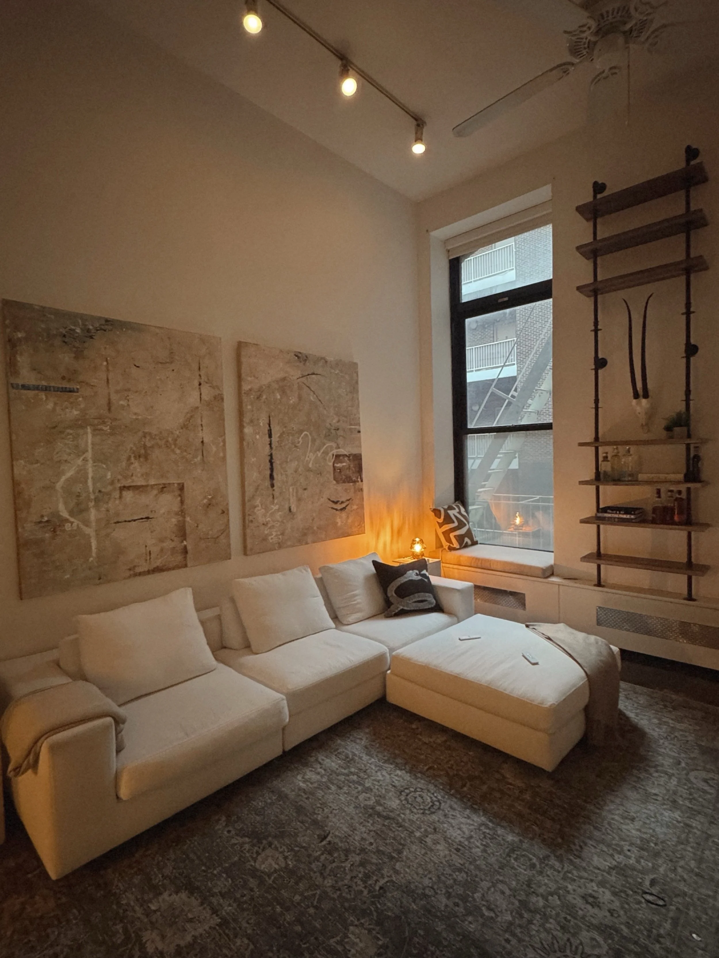 The solution to 15 ft ceilings? A set of 5ft art! (Aka 2 Kristina&rsquo;s)