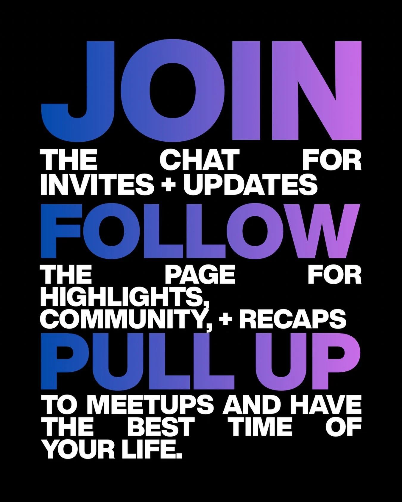 Want to join the club? Here&rsquo;s how to tap in. First comment your name + city 💙

Then:
1. Join the GroupMe chat:
You&rsquo;ll get meetup reminders, last minute updates, location pins, and first access to event drops. Link in bio, then click &ldq