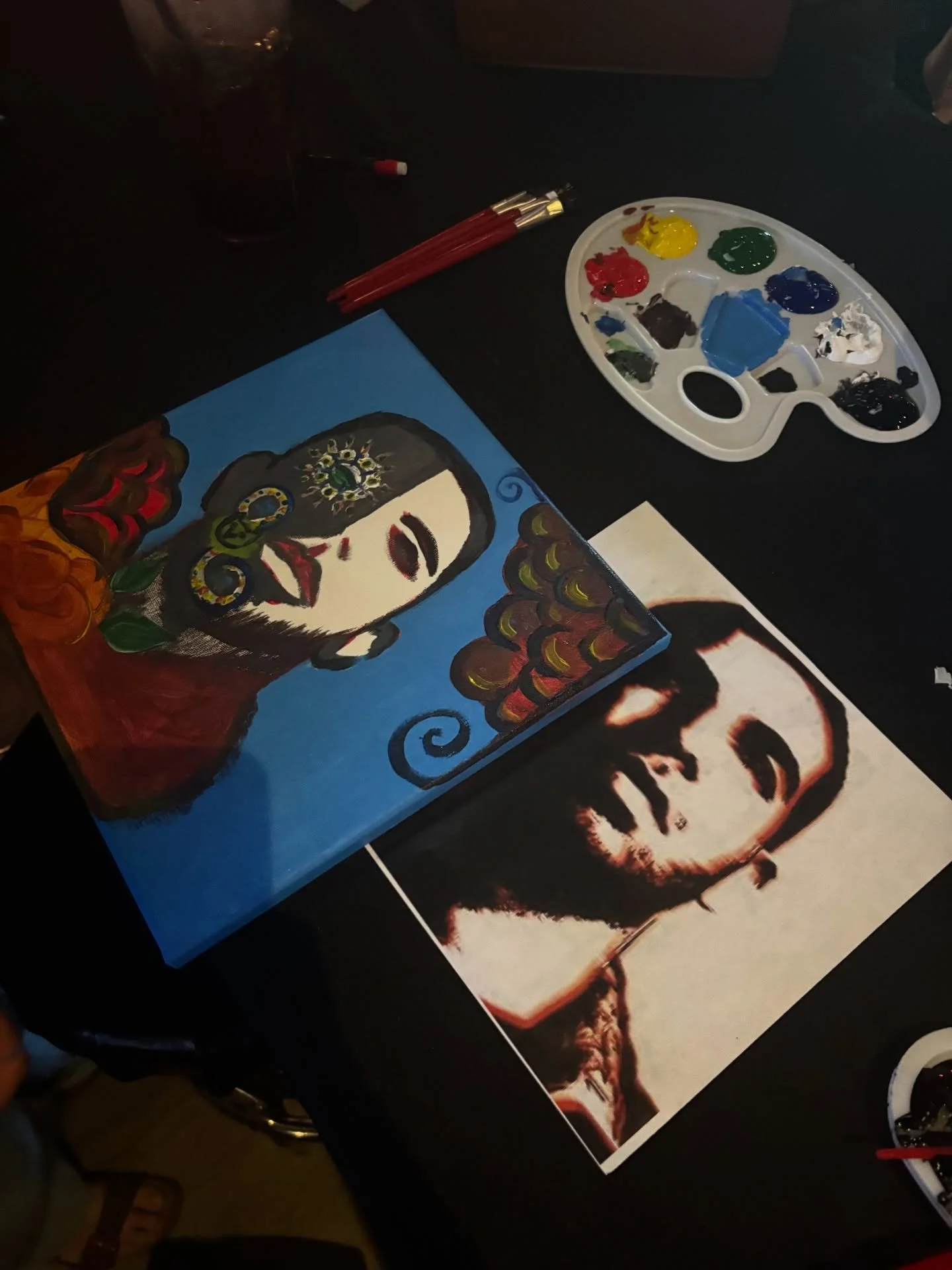 Swipe to see some artwork from Paint, Sip + Sing: Drake Night 🎨🩵🫟🎤 Comment which one is yours. 

Not bad for a room full of people saying &ldquo;I&rsquo;m not an artist&rdquo;.

Paint Sip + Sing brought creativity, conversation, and a lot of laug
