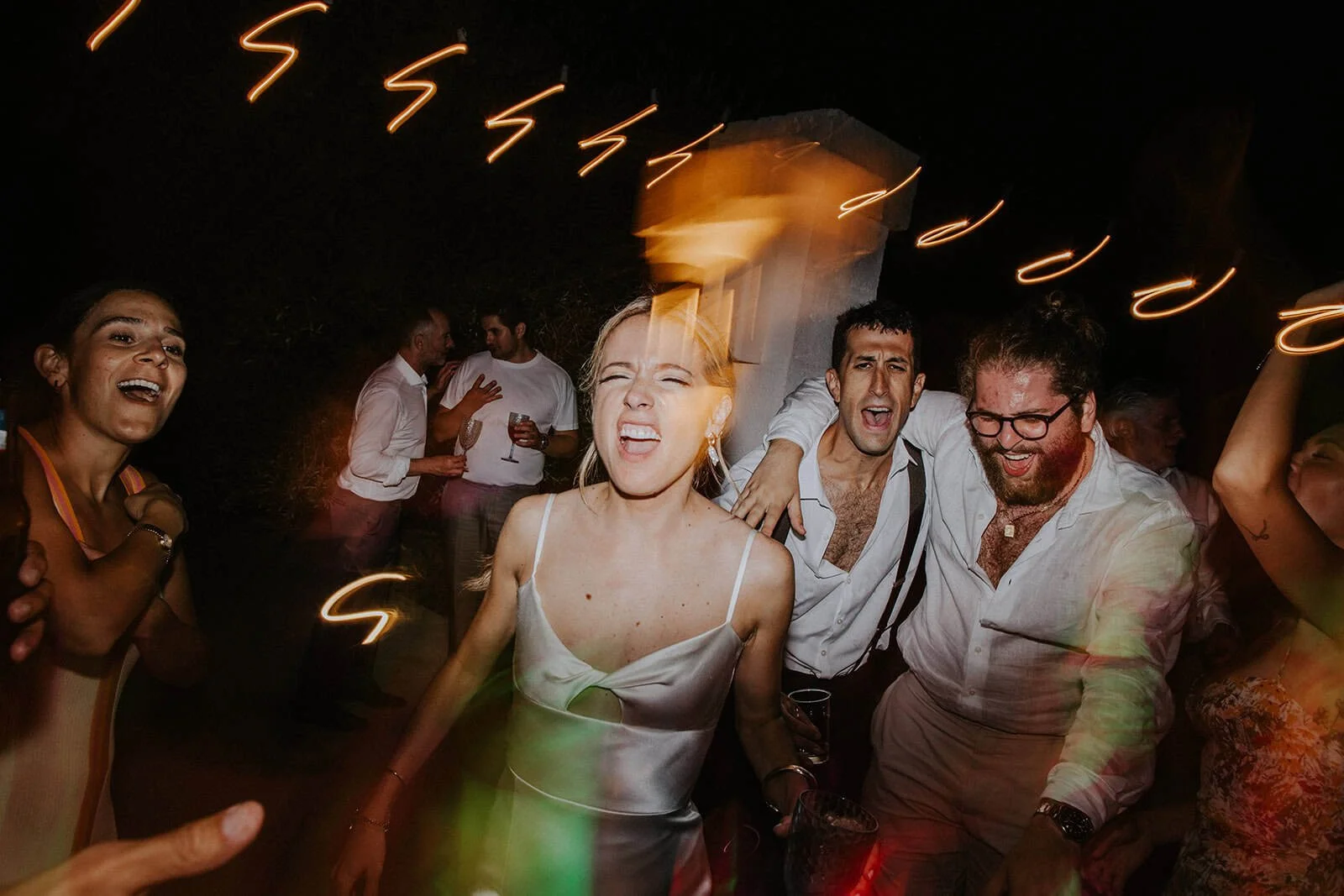 Guest Celebrating with Light Painting Effects