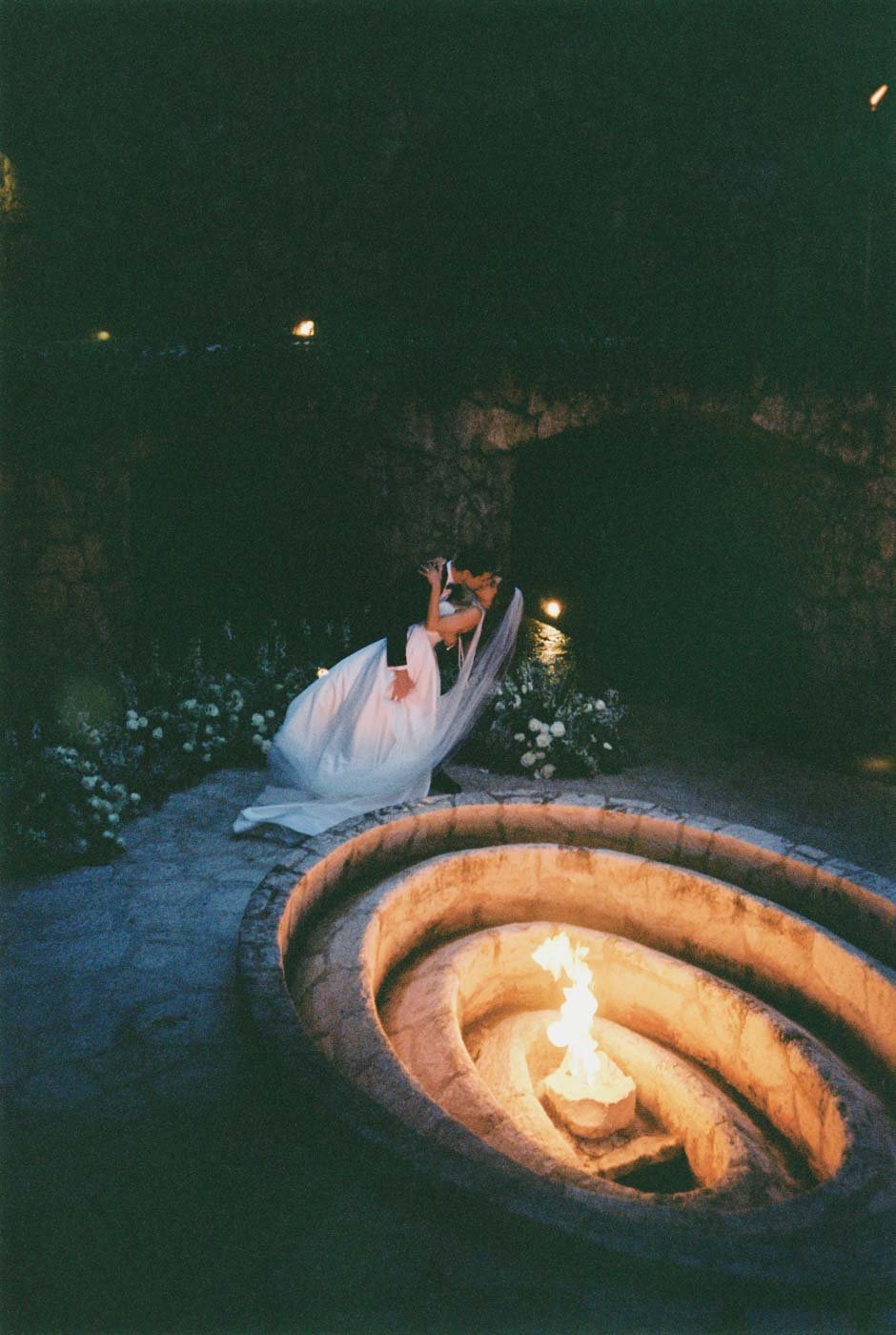 Wedding ceremony setup bride and groom kissingview in Xcaret Park Playa del Carmen Riviera Maya