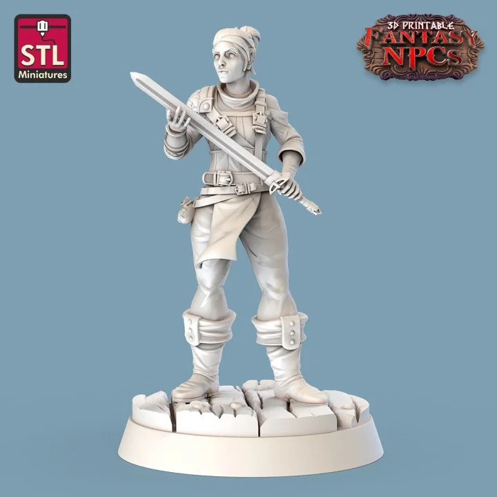 Female Human Inspecting a Sword