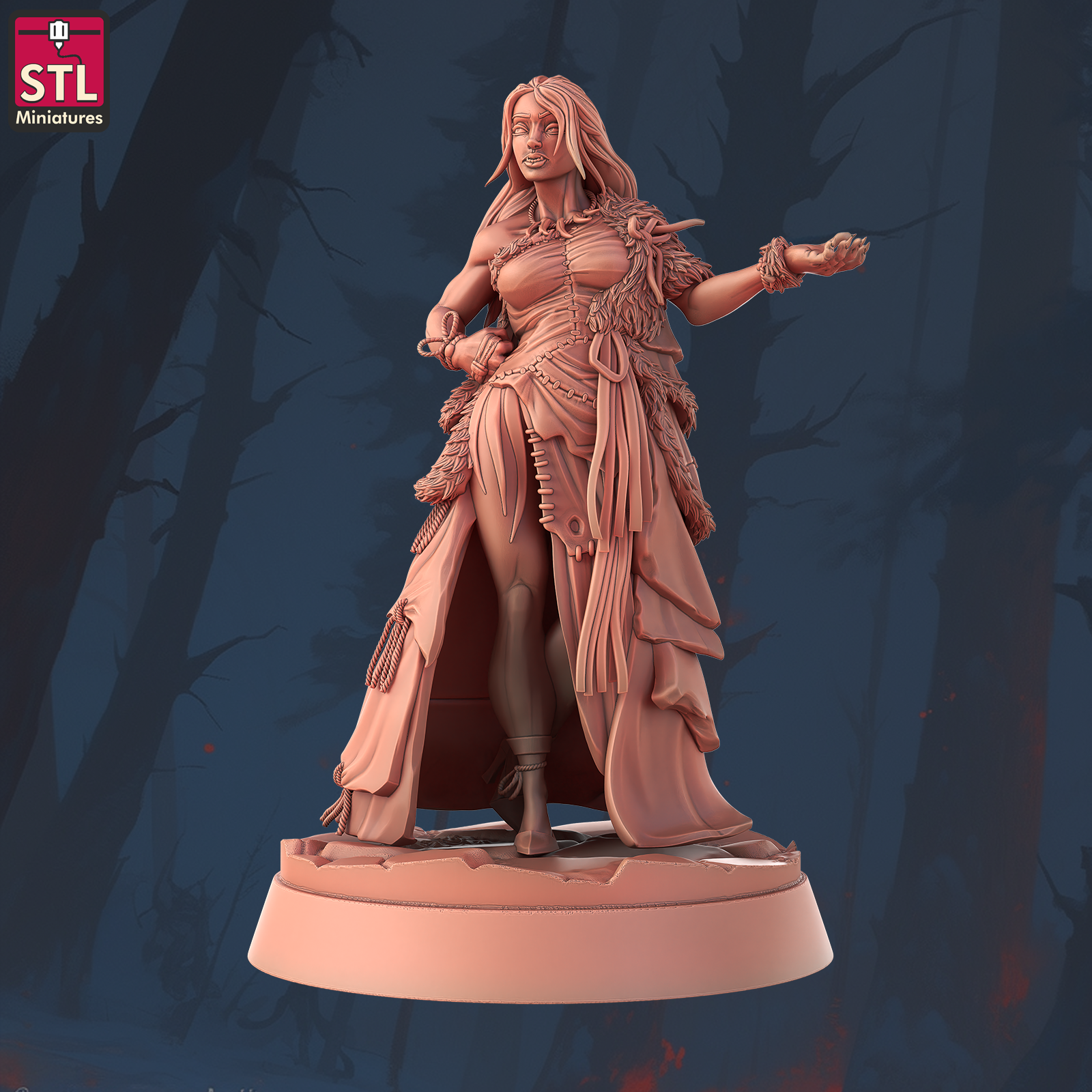 Wolf Witch Dressed in Wolf Pelts and Furs