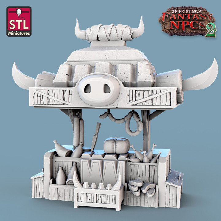 Butcher Stall Filled with Different Meats