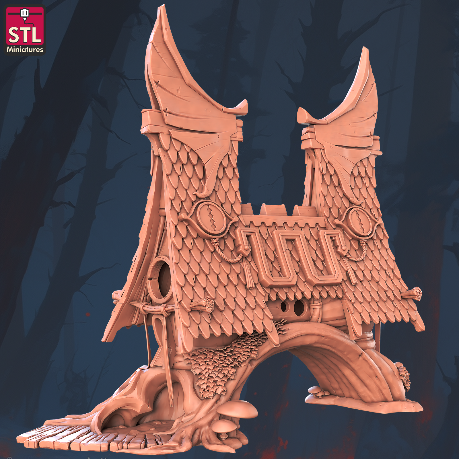 Large Cabin Built on a Tree Bridge