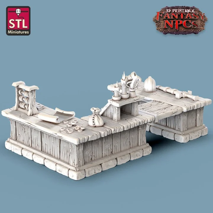 Three-sided counter/desk