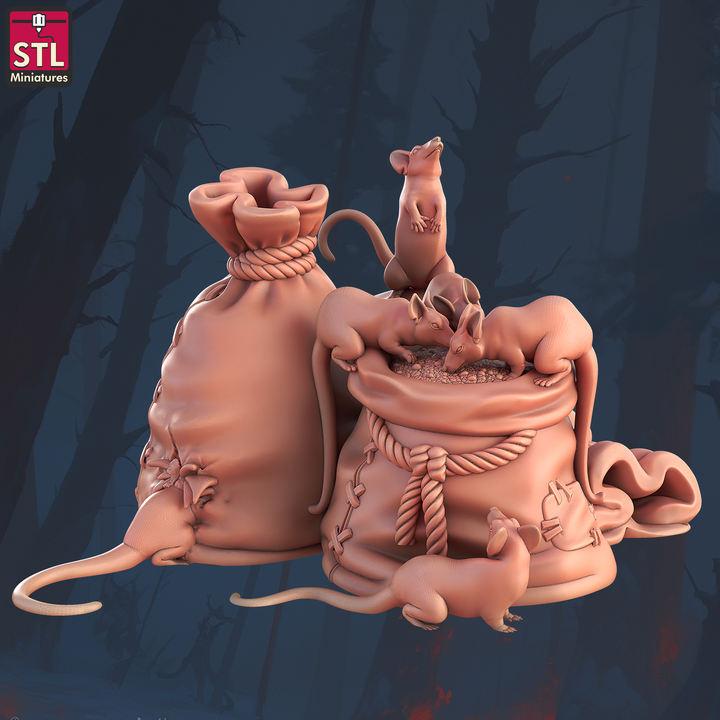 Multiple Rats on Food Bags