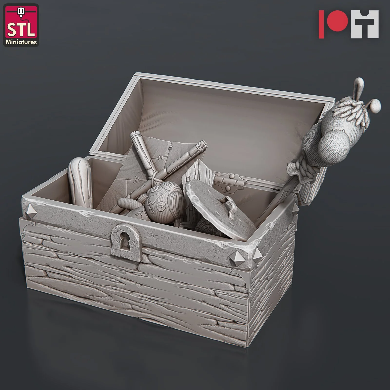 Wooden Chest with Assorted Toys