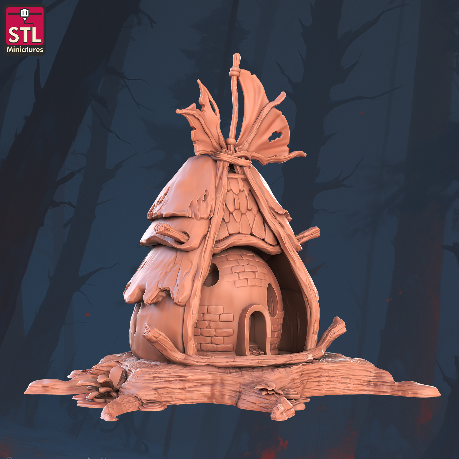 Small Hut Built on a Large Tree Stump