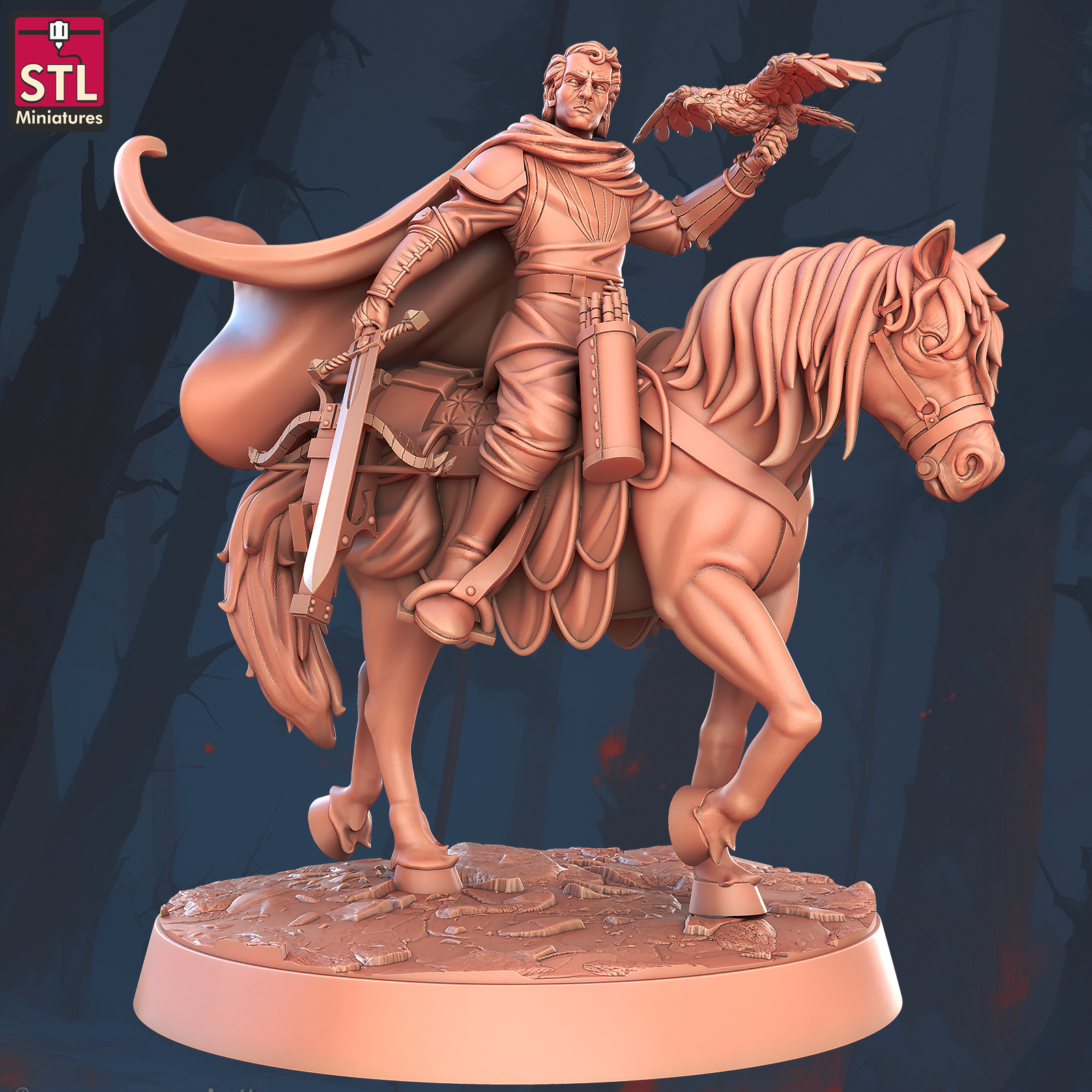 Male Human on Horse Figurine