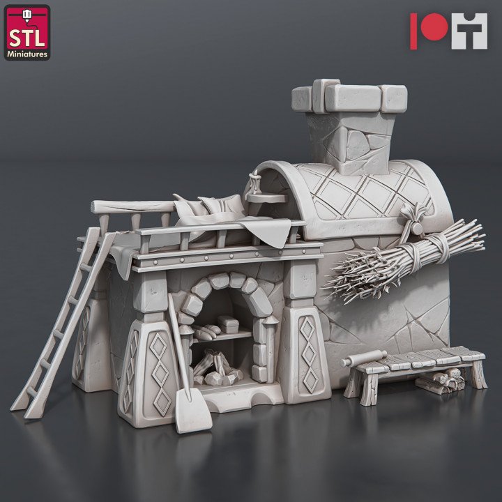 Large Baking Oven with Bench and Resting Spot above