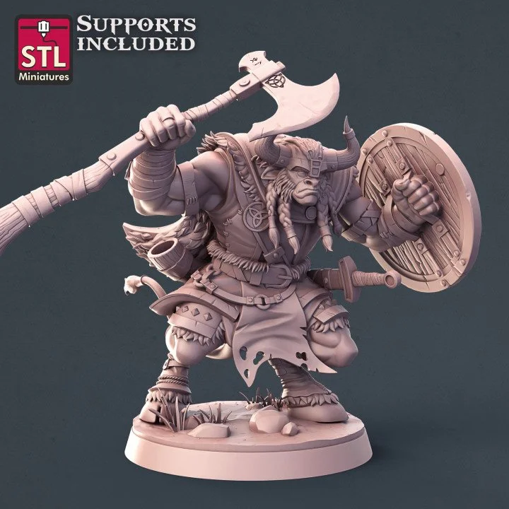 Viking Minotaur Male — Shield & Axe