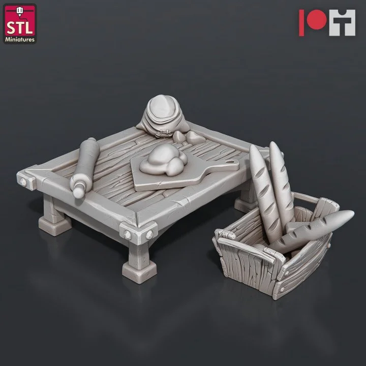 Work Table and Basket of Bread