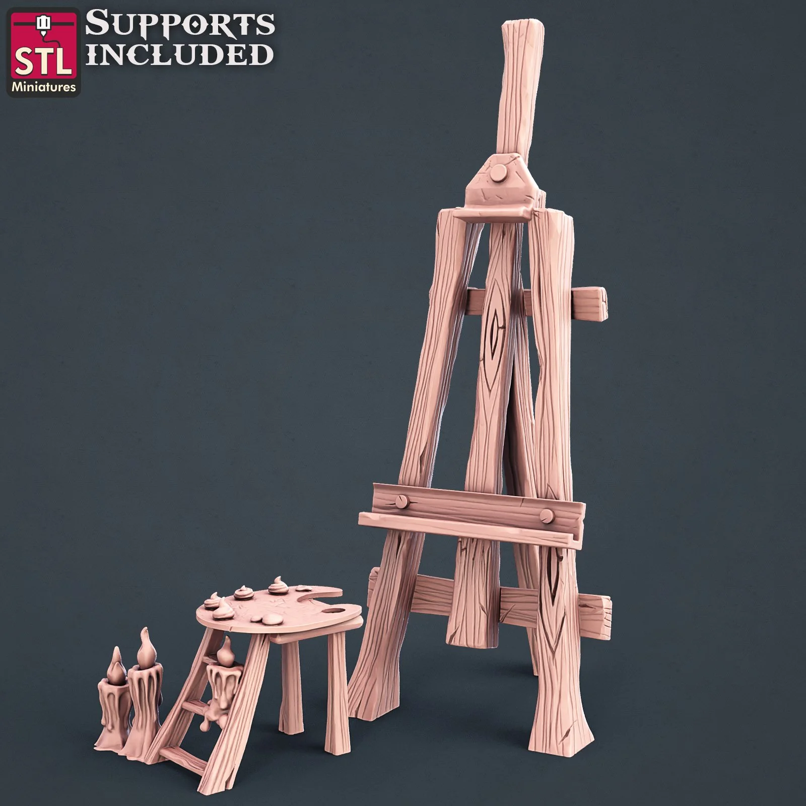 Step Stool with Paint Palette