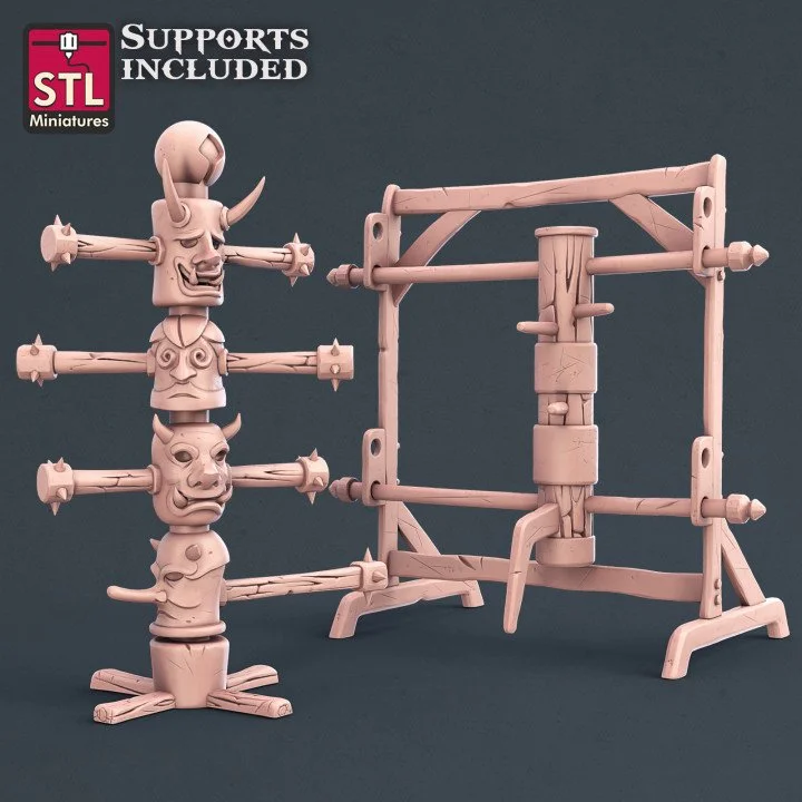 Two different Wing Chun wooden dummies