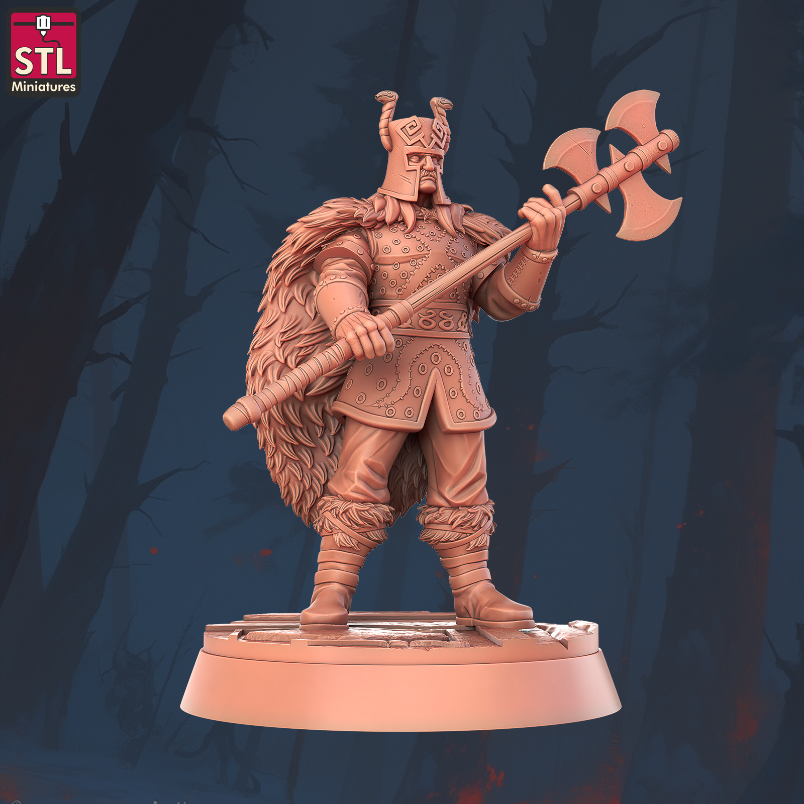 Rexor Wielding a Three-Bladed Double-Sided Axe