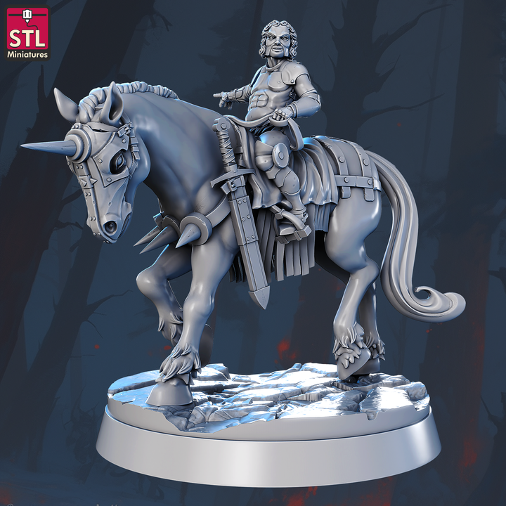 Boy Mordred riding a horse