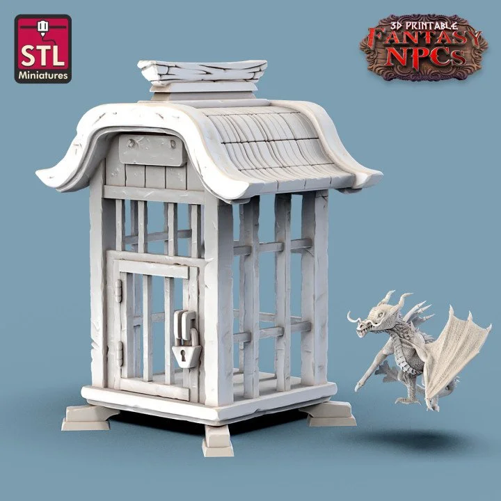 Large cage and baby dragon