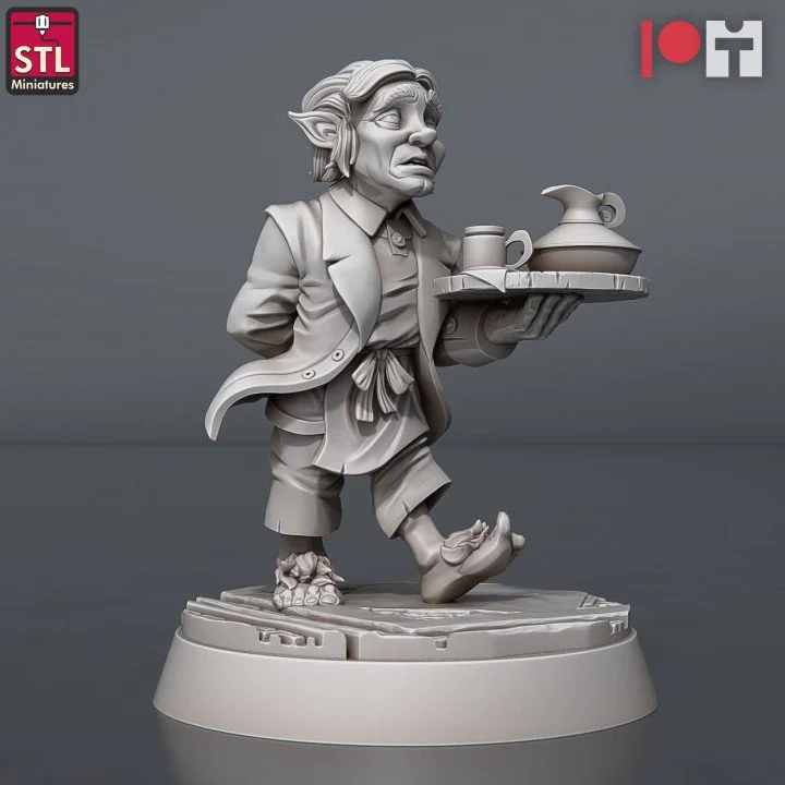 Halfling Male Butler Serving Drinks