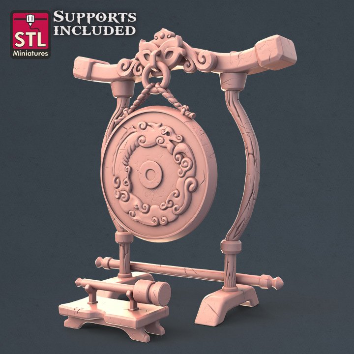 Ornate gong with gong mallet