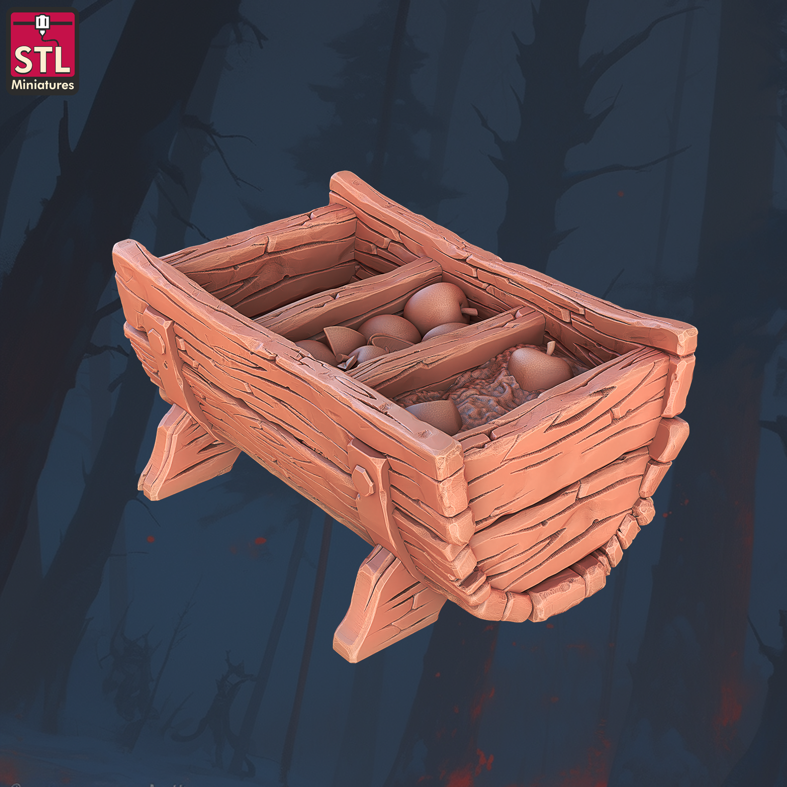 Food trough filled with apples