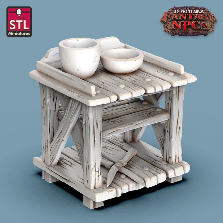 Small three-tiered wooden table