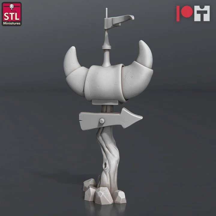 Signpost with Arrow and Large Wooden Croissant