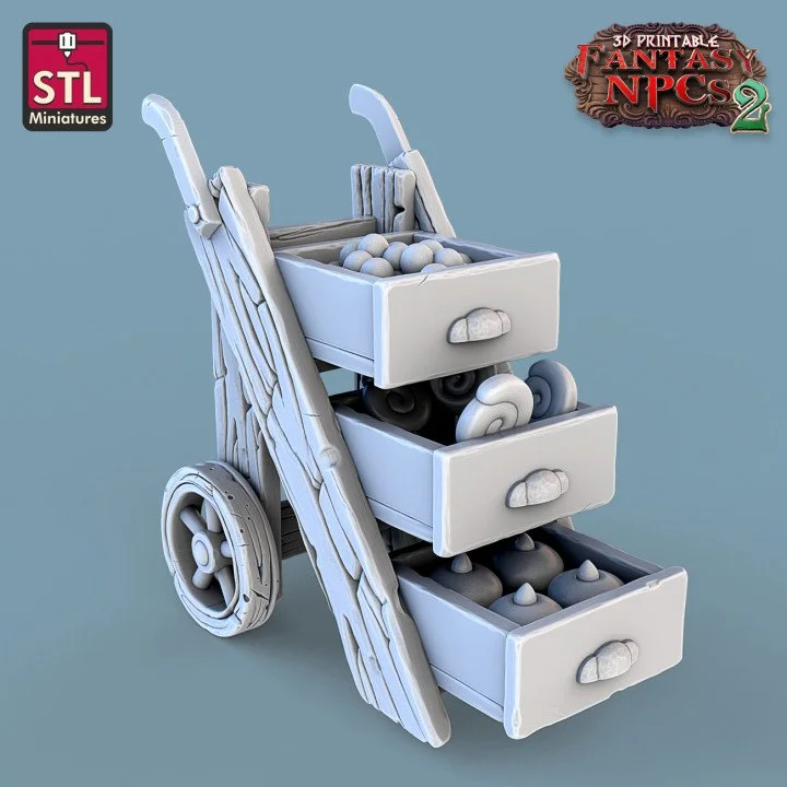 3-tier ladder-like display shelf with baskets filled pastries and candy