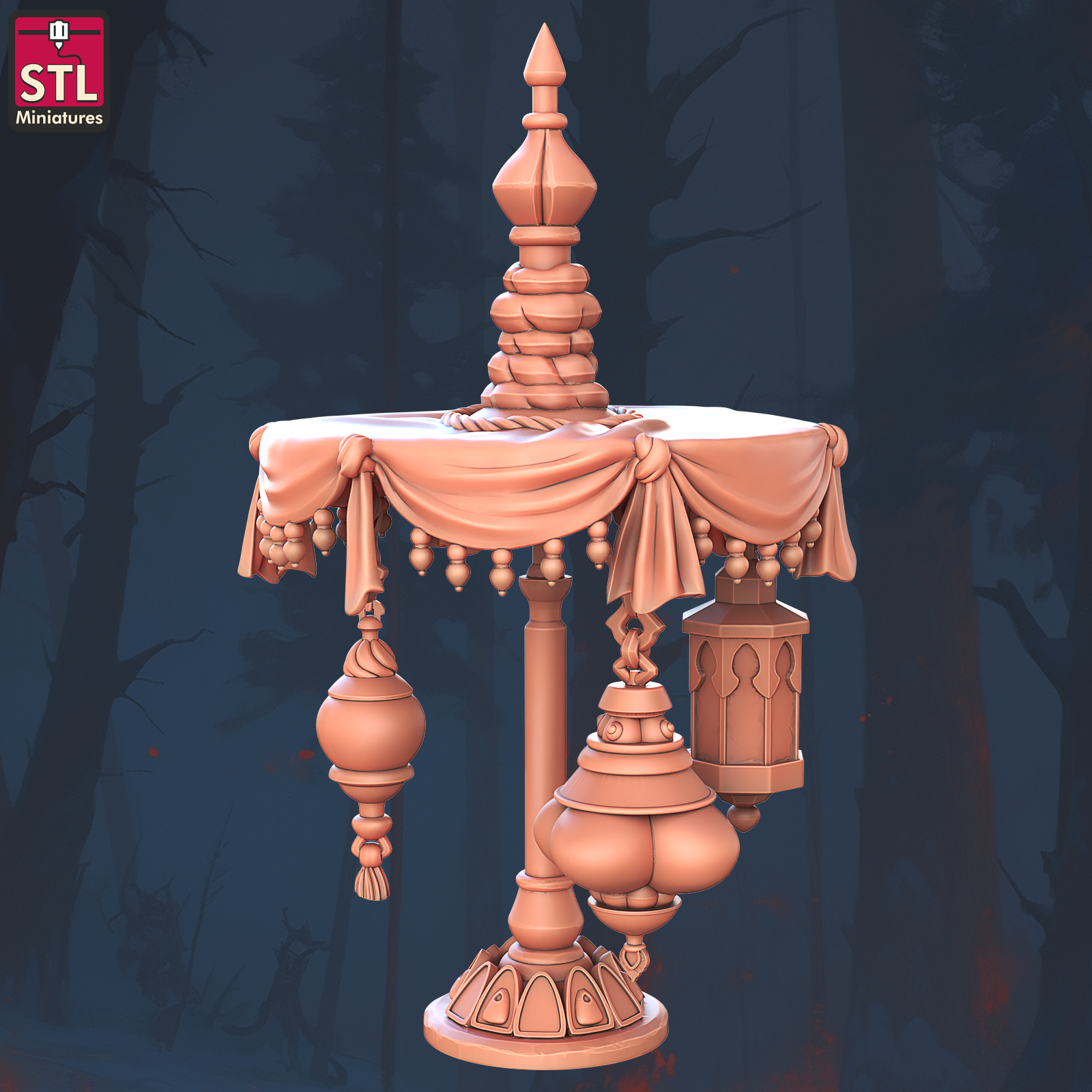 Lamp Stand with Hanging Charms