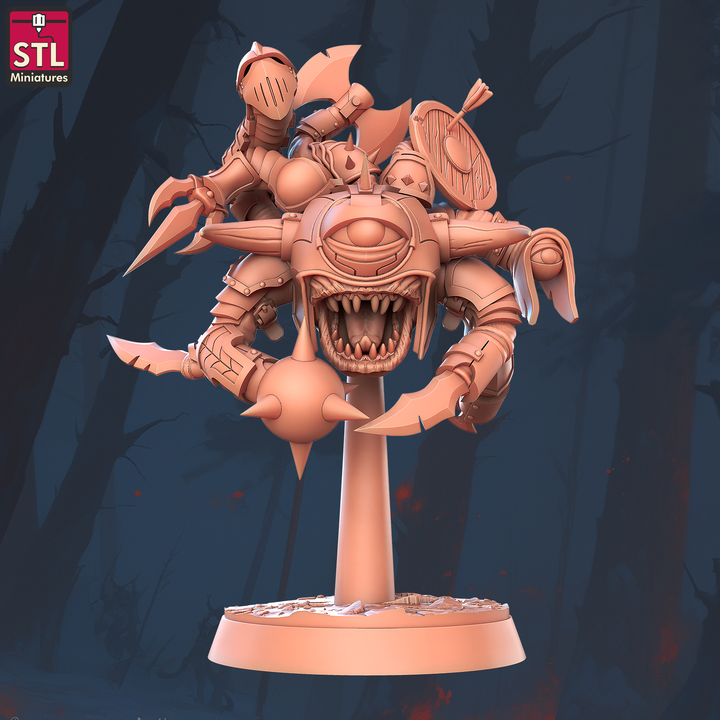 Enemy Beholder with Different Weapons Attached to Each Eye Stalk