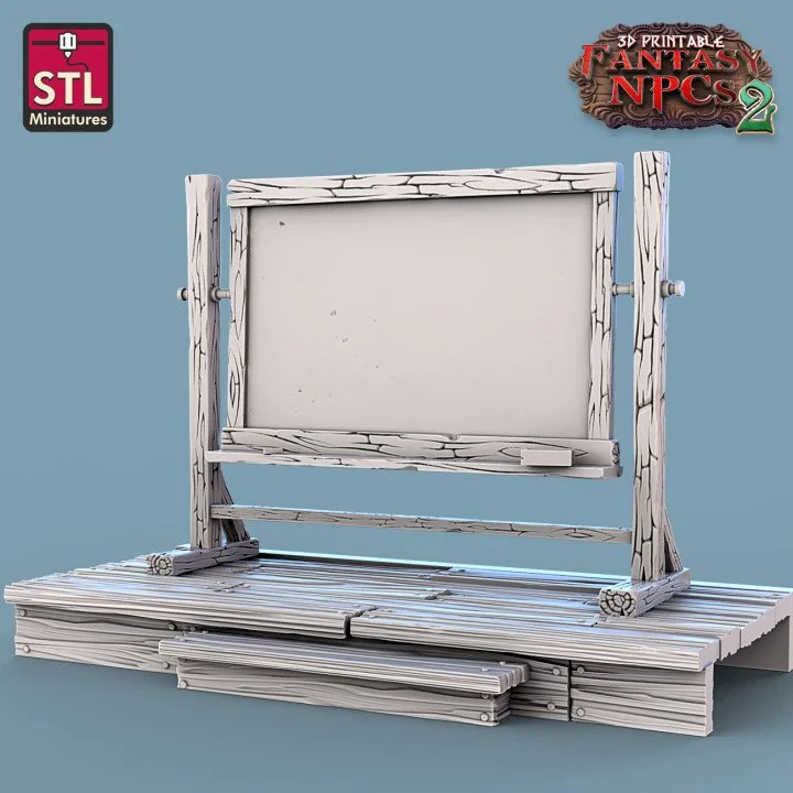 Chalkboard on a raised platform