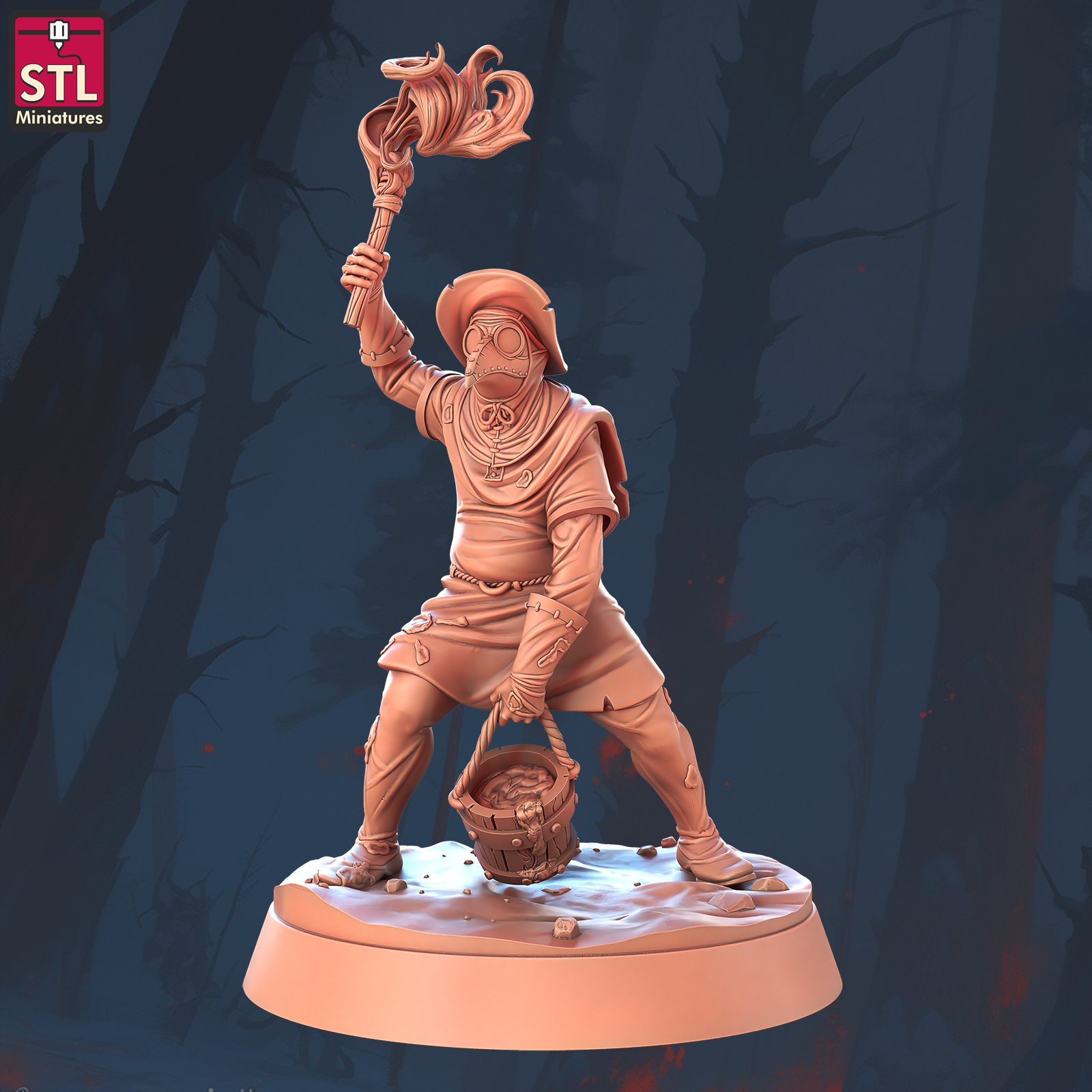 Worker with Torch and Bucket