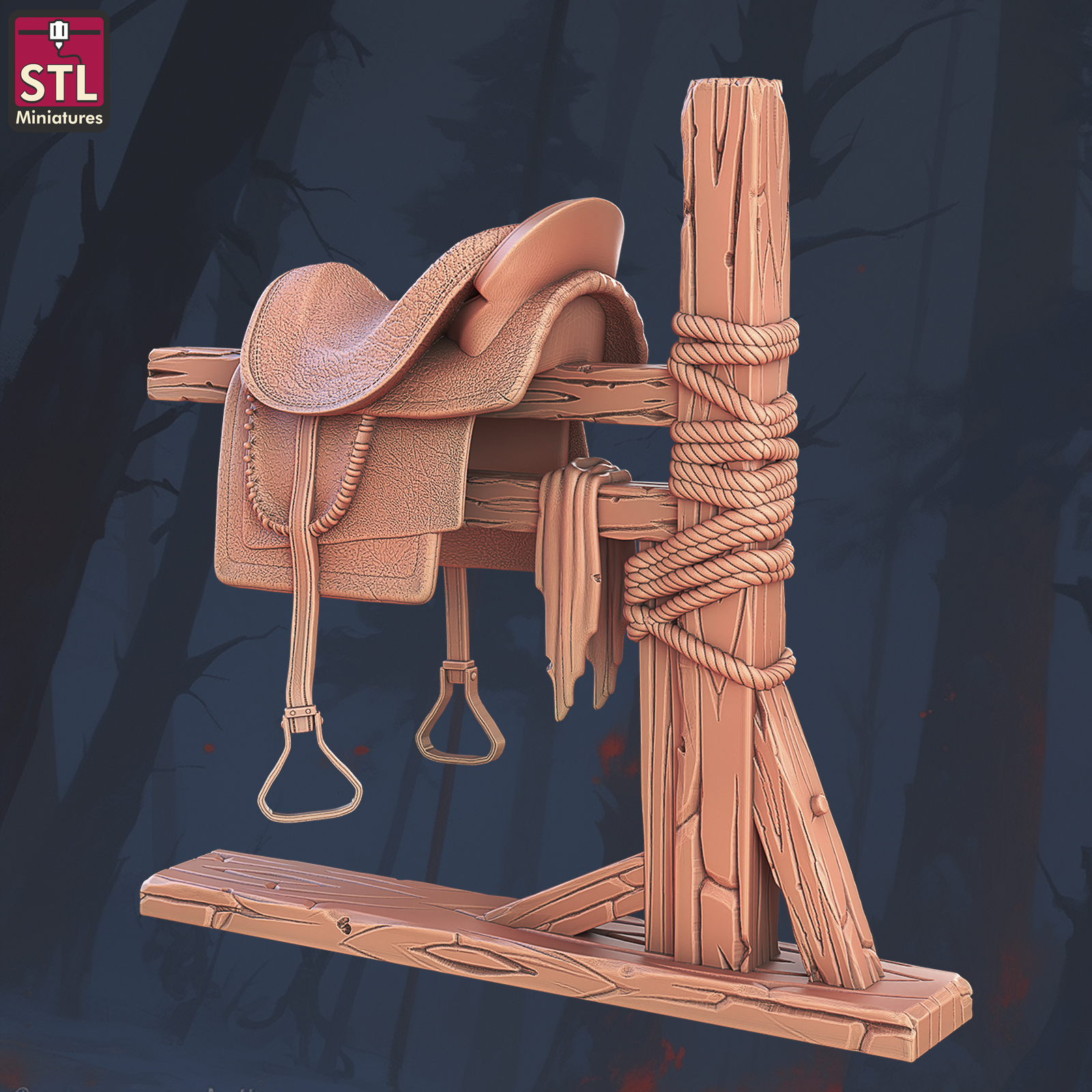 Single Saddle on Tall Wooden Work Post