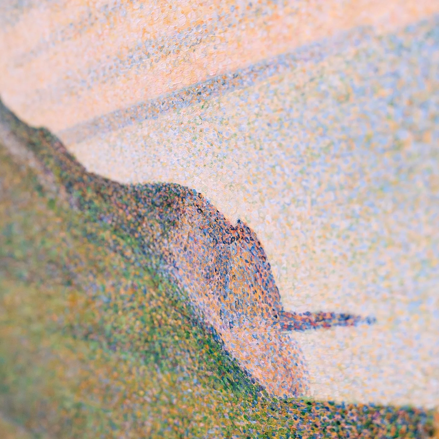 Pointillism - a painting technique achieved by grouping small dots of individual color that when perceived from a distance reveal a larger image. 

It struck me as very poetic when K+C noted these pieces as some of their favorites during our @ngadc e