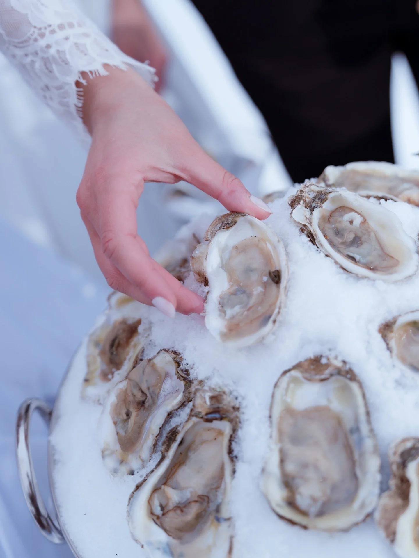 Not every love story belongs in a ballroom 🦪 

This one was imagined by @madebymoriahfloral for the quiet of winter - on untouched snow beneath a pale blue sky, where crimson florals and cascading grapes feel defiant against the sparkling white. Opu