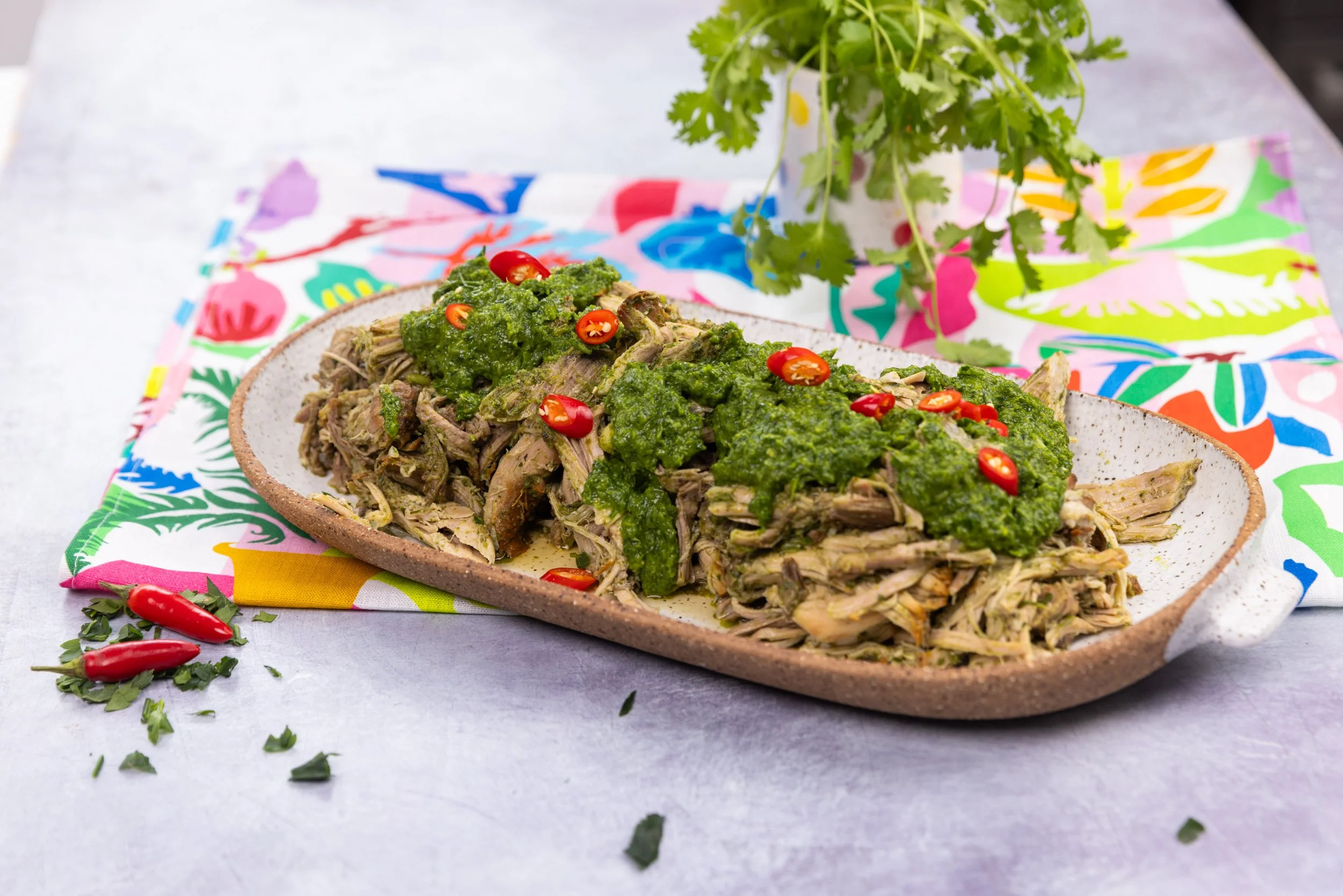 Meltingly Tender Chimichurri Pork Shoulder with Chimichurri Sauce