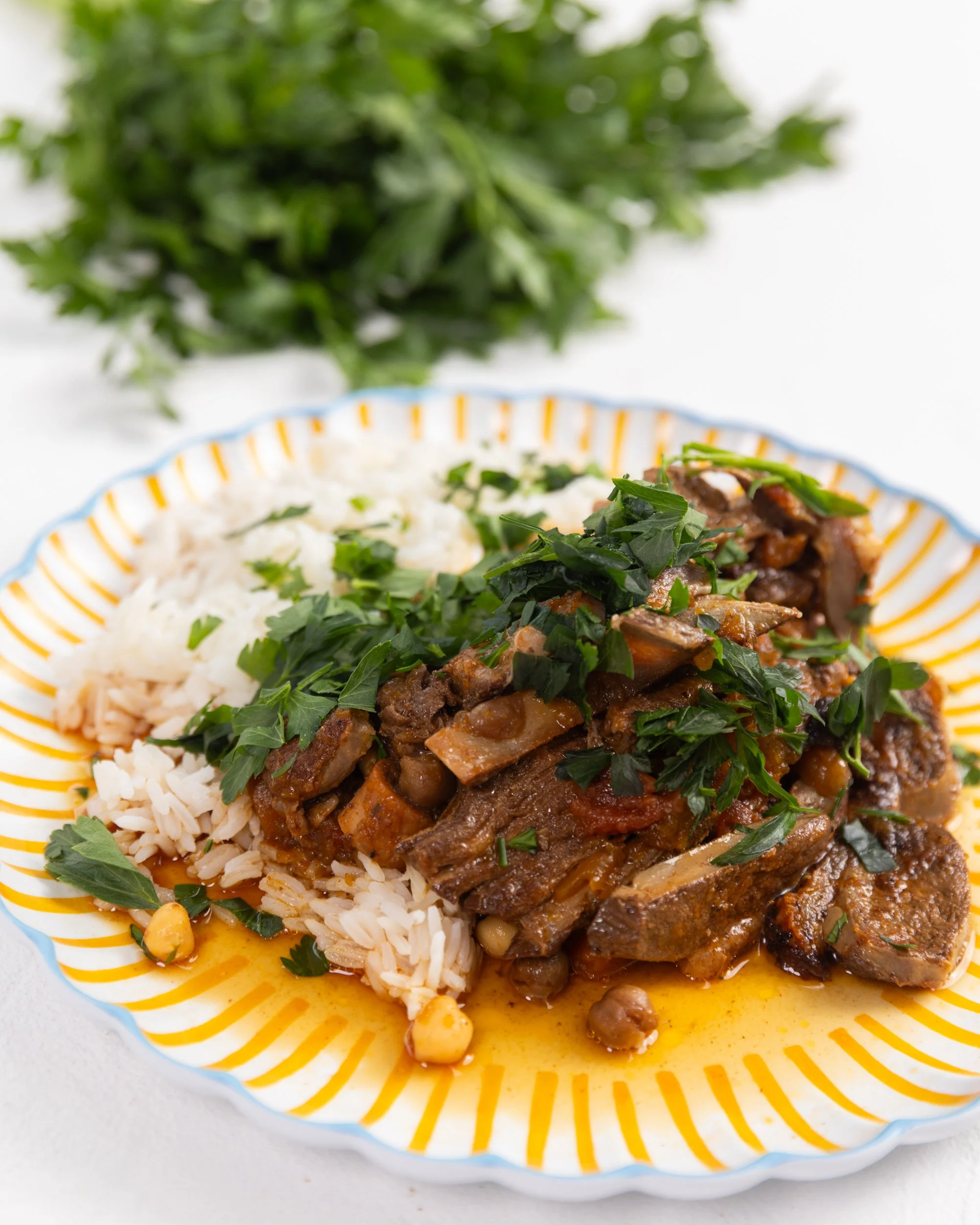 Slow Cooked Moroccan Lamb Chops with Chickpeas and Quick Rice