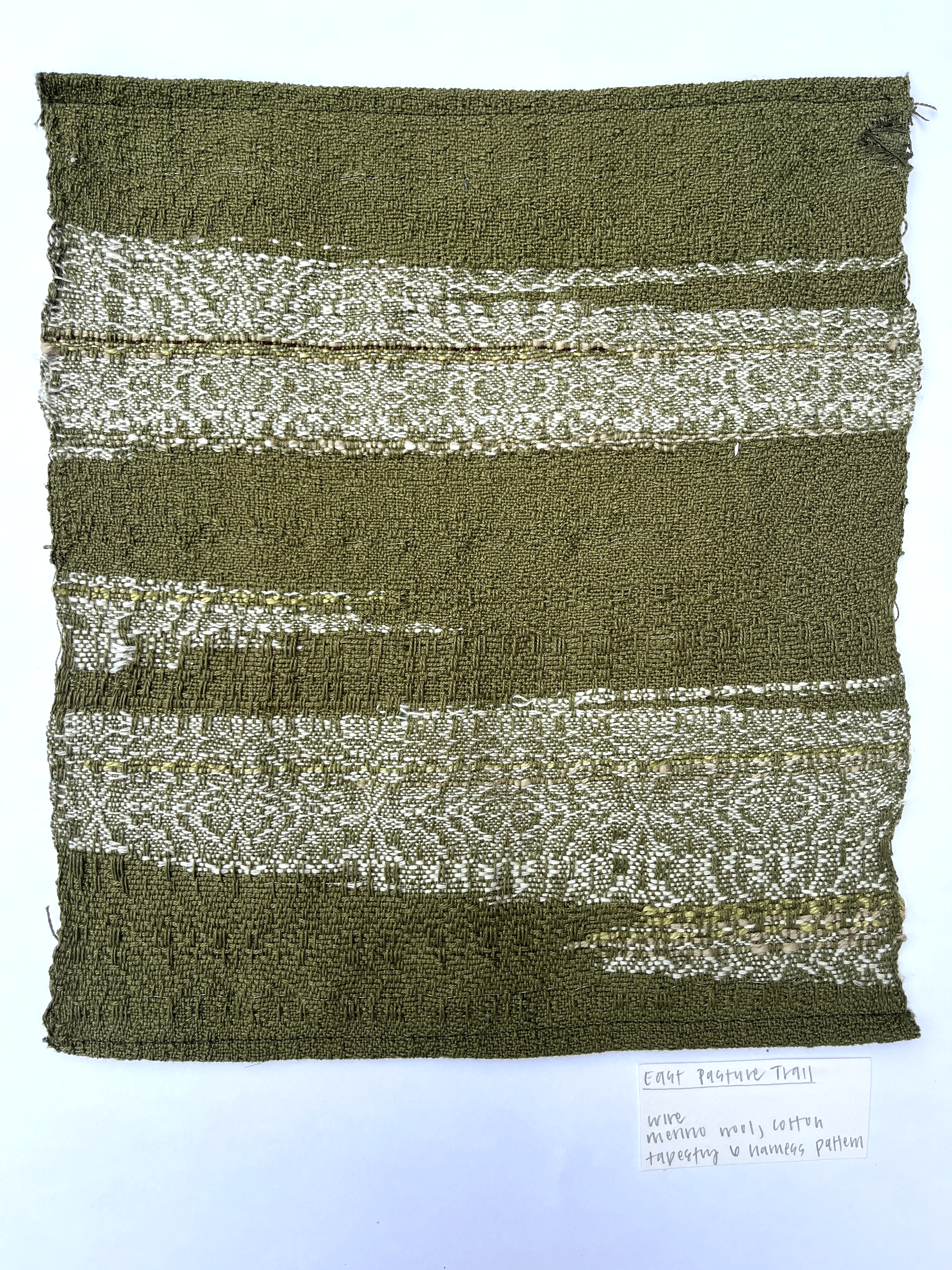 East Pasture Trail:
wire, cotton, & merino wool, 12 x 15 inches, 2025